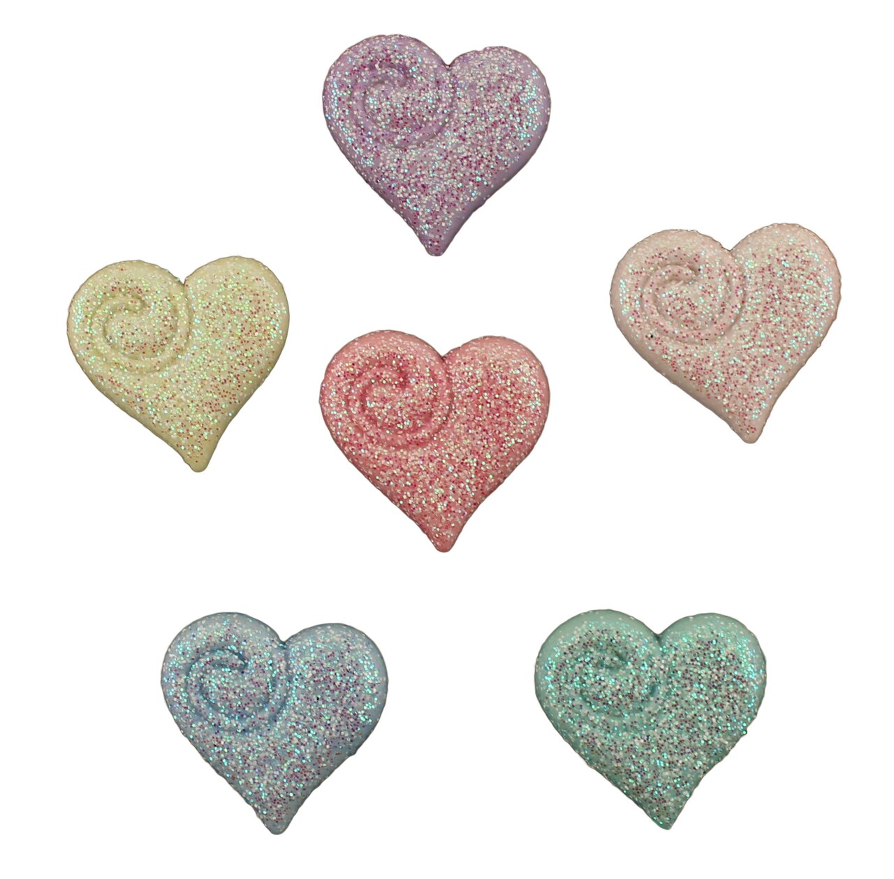 Buttons Galore and More Craft & Sewing Buttons - Shimmering Hearts - 18 Buttons